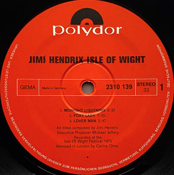 Jimi Hendrix : Isle Of Wight (LP, Album)