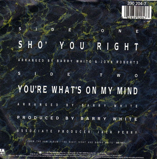 Barry White : Sho' You Right (7", Single)