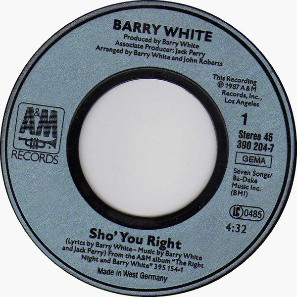 Barry White : Sho' You Right (7", Single)