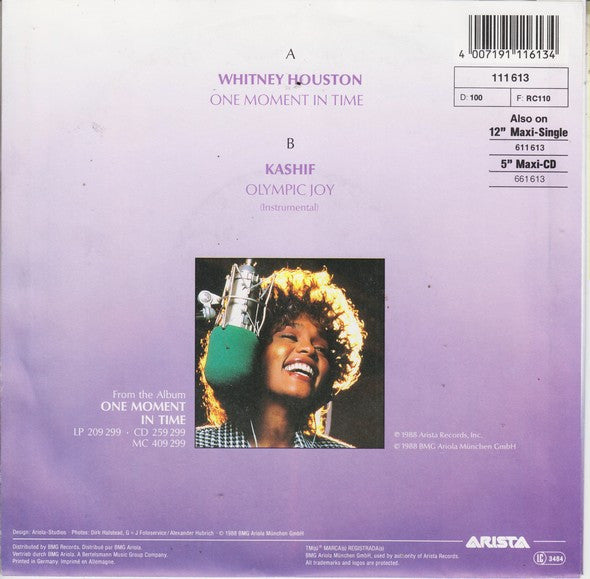 Whitney Houston : One Moment In Time (7", Single)
