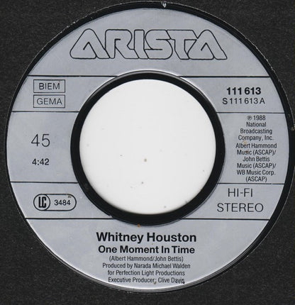 Whitney Houston : One Moment In Time (7", Single)