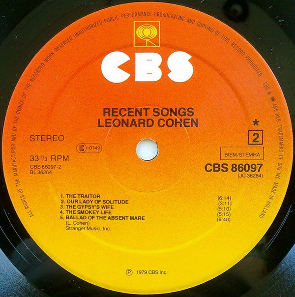 Leonard Cohen : Recent Songs (LP, Album)