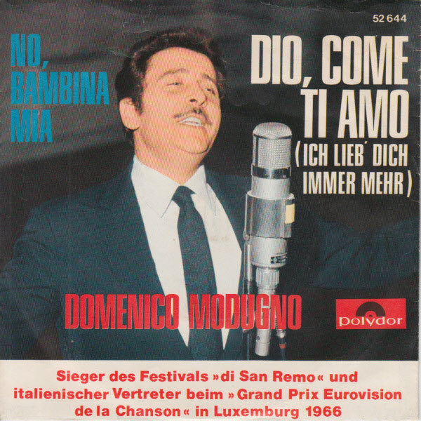 Domenico Modugno : Dio Come Ti Amo (Ich Lieb' Dich Immer Mehr) (7", Single, Mono)