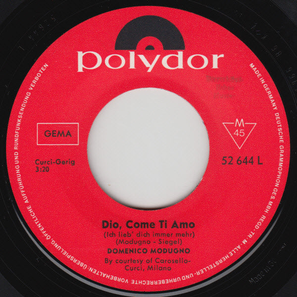 Domenico Modugno : Dio Come Ti Amo (Ich Lieb' Dich Immer Mehr) (7", Single, Mono)