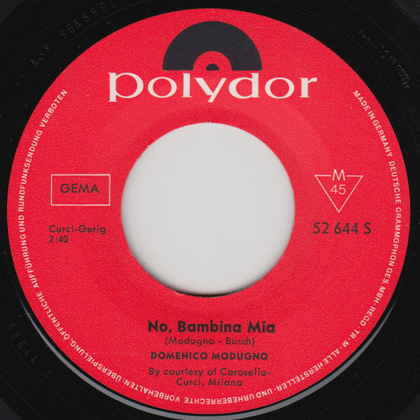 Domenico Modugno : Dio Come Ti Amo (Ich Lieb' Dich Immer Mehr) (7", Single, Mono)