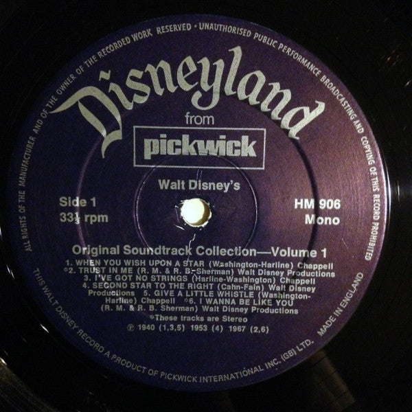 Various : Walt Disney's Original Soundtrack Collection Vol. 1. (LP, Album, Mono)