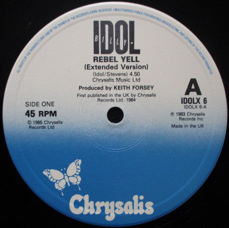 Billy Idol : Rebel Yell (Extended Version)  (12", Single)