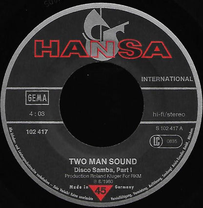 Two Man Sound : Disco Samba Part 1+2 (7", Single)