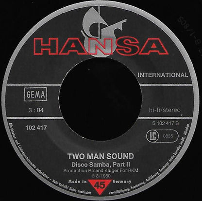 Two Man Sound : Disco Samba Part 1+2 (7", Single)