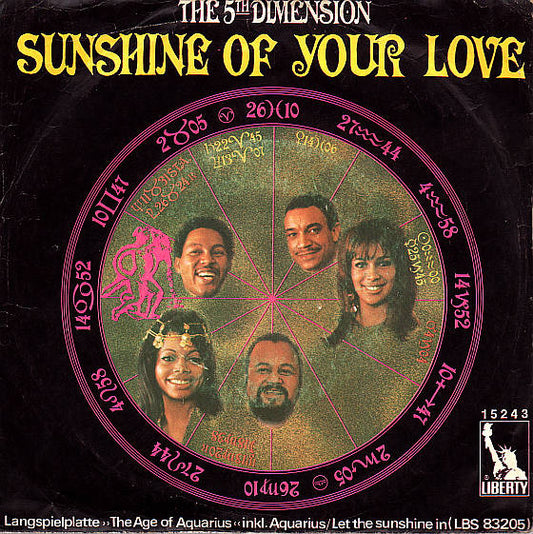 The Fifth Dimension : Sunshine Of Your Love (7", Single)