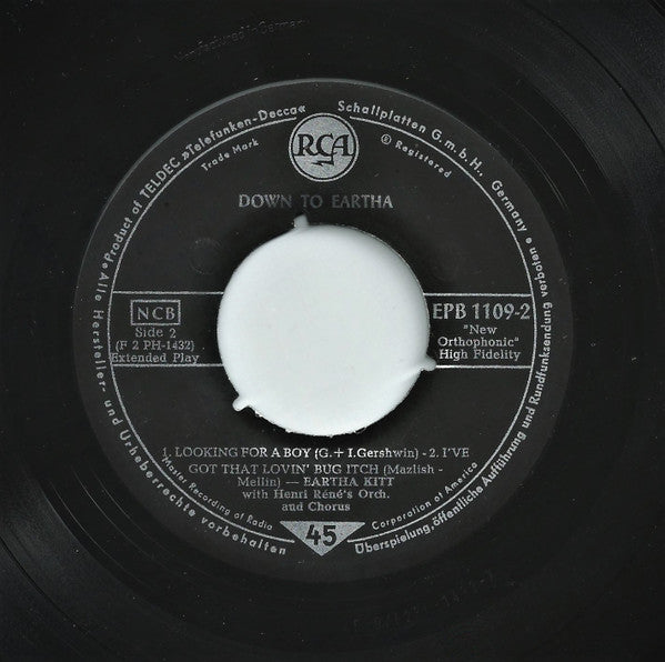 Eartha Kitt : Down To Eartha (7", EP)