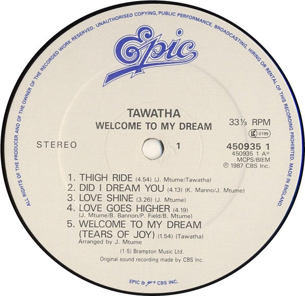 Tawatha : Welcome To My Dream (LP, Album)