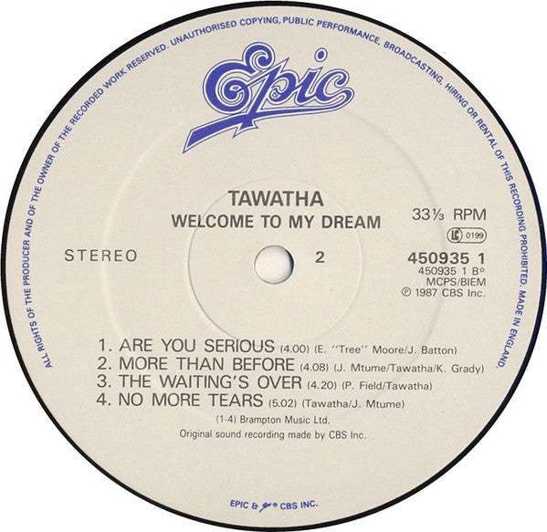 Tawatha : Welcome To My Dream (LP, Album)