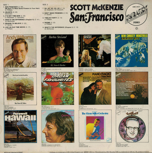 Scott McKenzie : San Francisco (Be Sure To Wear Some Flowers In Your Hair) (LP, Album, RE, Blu)