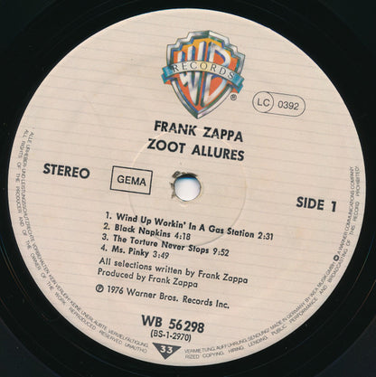 Frank Zappa : Zoot Allures (LP, Album, RP, Cap)