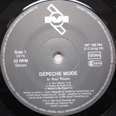 Depeche Mode : In Your Room (12", Maxi, Ltd)