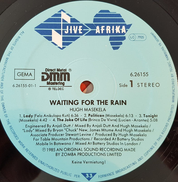 Hugh Masekela : Waiting For The Rain (LP, Album)