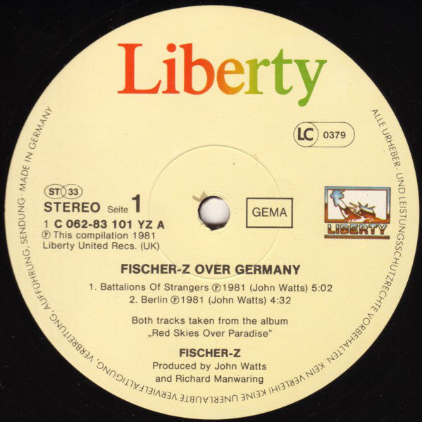 Fischer-Z : Fischer-Z Over Germany (12", Maxi, Ltd)