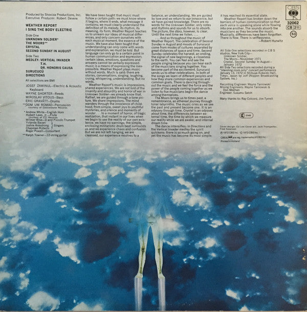 Weather Report : I Sing The Body Electric (LP, Album, RE)