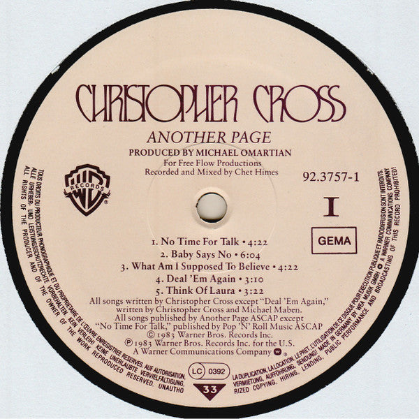 Christopher Cross : Another Page (LP, Album)