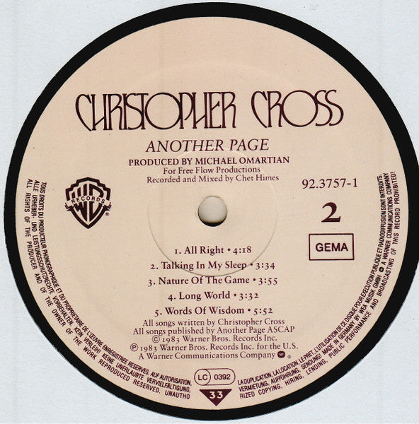 Christopher Cross : Another Page (LP, Album)
