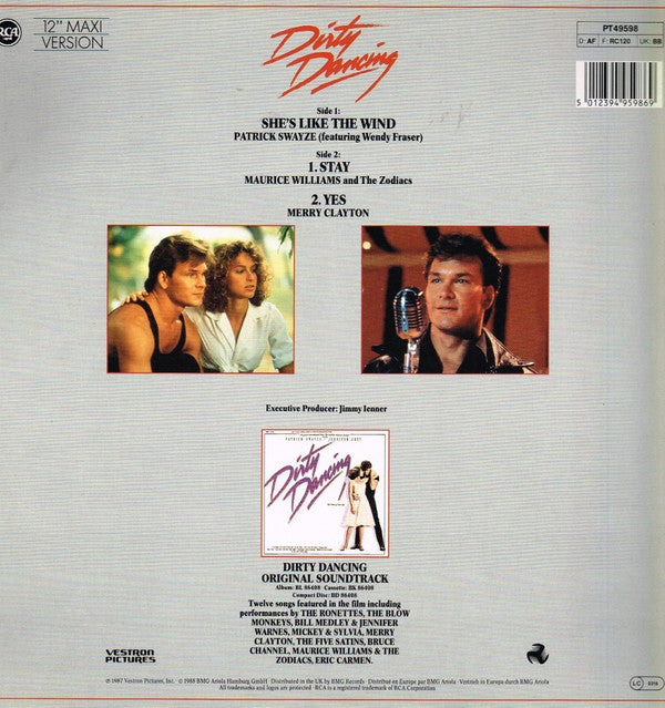 Patrick Swayze Featuring Wendy Fraser / Maurice Williams & The Zodiacs / Merry Clayton : She's Like The Wind (12", Maxi)