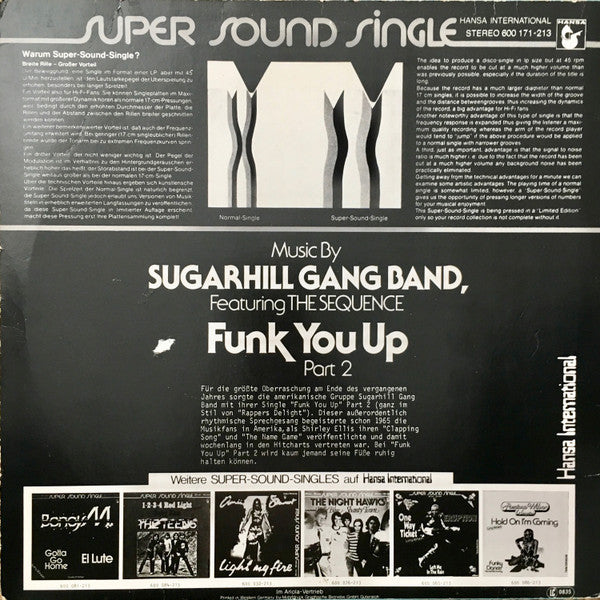 Sugarhill Gang Band Featuring The Sequence : Funk You Up, Part 2 (12")
