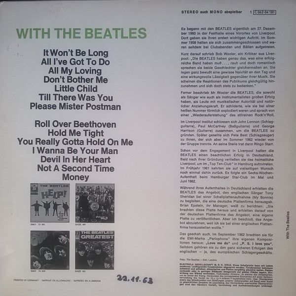The Beatles : With The Beatles (LP, Album, RE)