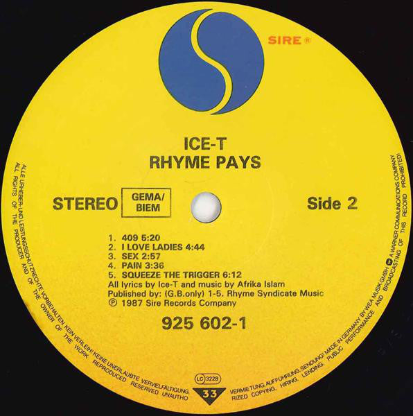 Ice-T : Rhyme Pays (LP, Album)