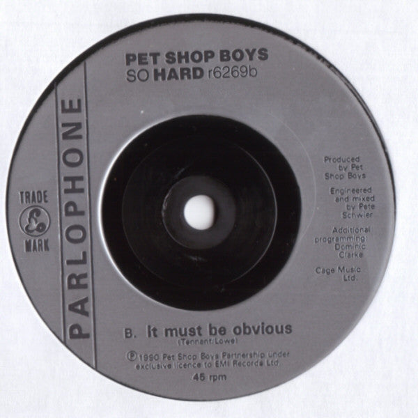 Pet Shop Boys : So Hard (7", Single, Sil)