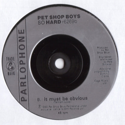 Pet Shop Boys : So Hard (7", Single, Sil)