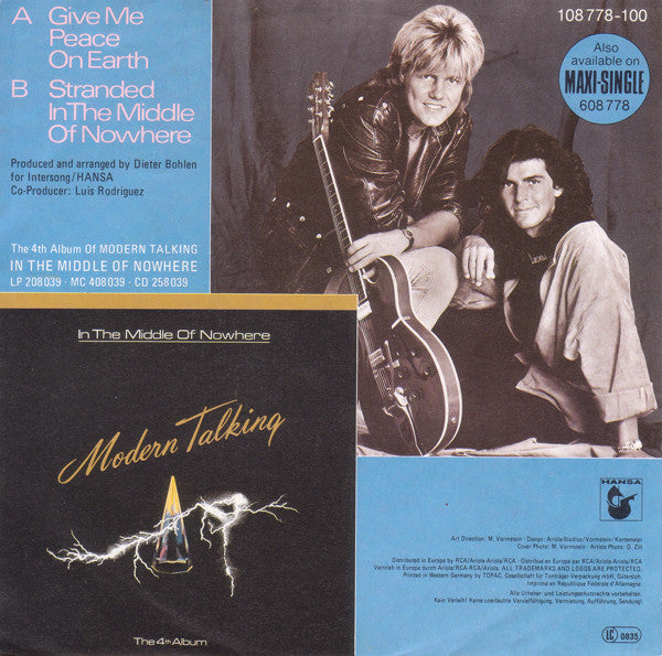 Modern Talking : Give Me Peace On Earth (7", Single)