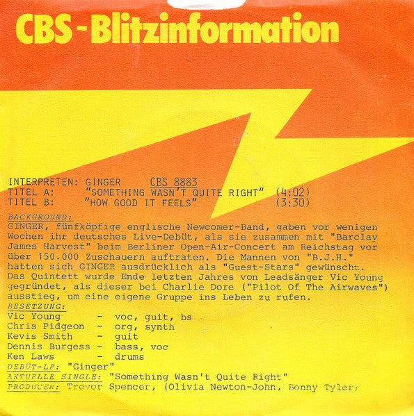 Ginger (11) : Something Wasn't Quite Right (7", Single, Promo)