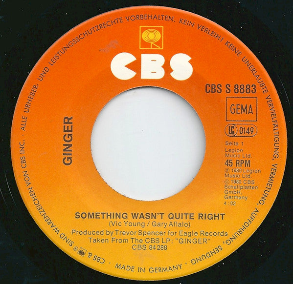 Ginger (11) : Something Wasn't Quite Right (7", Single, Promo)