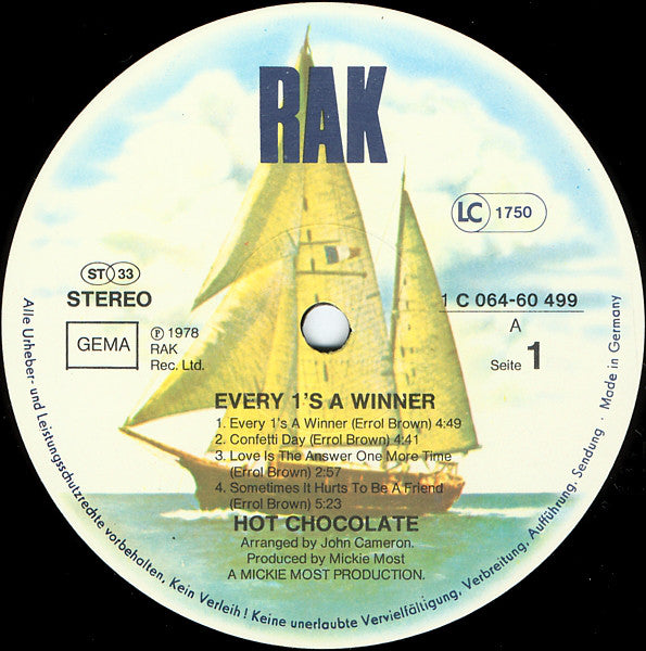 Hot Chocolate : Every 1's A Winner (LP, Album)