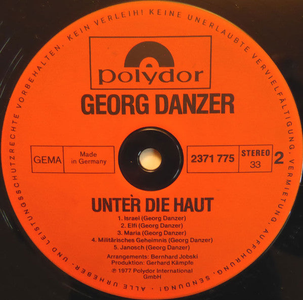 Georg Danzer : Unter Die Haut (LP, Album, Inj)