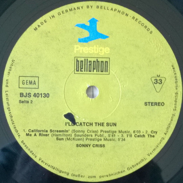 Sonny Criss : I'll Catch The Sun! (LP, Album)