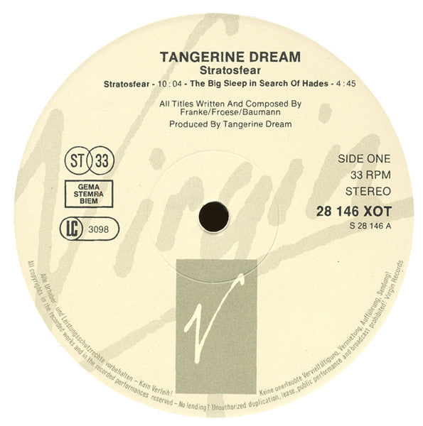 Tangerine Dream : Stratosfear (LP, Album, RE)