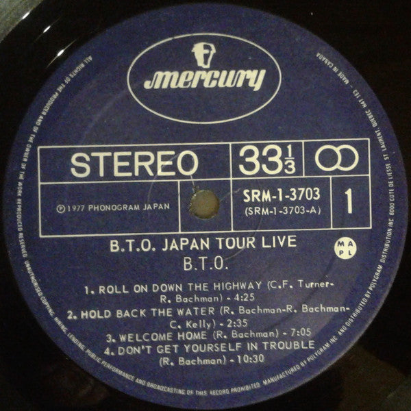 Bachman-Turner Overdrive : B.T.O. Japan Tour Live! (LP, Album)