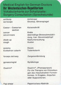 Unknown Artist : Medical English For German Doctors - Surgery Consultation (Sprechstunde) (7", Mono)