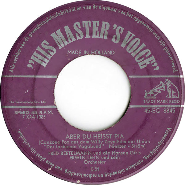 Fred Bertelmann : Aber Du Heisst Pia / Torrero (7", Single)