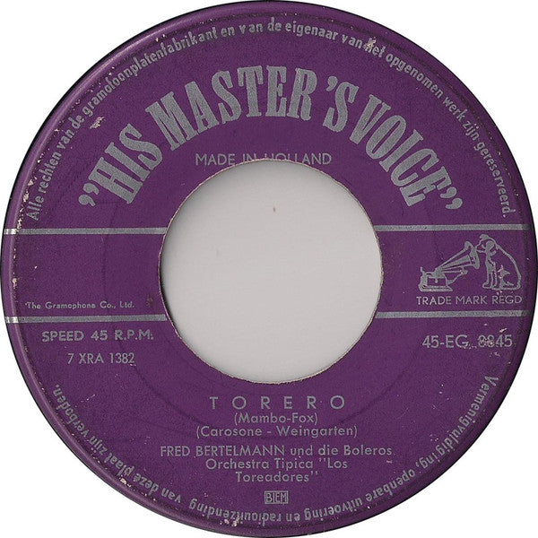 Fred Bertelmann : Aber Du Heisst Pia / Torrero (7", Single)