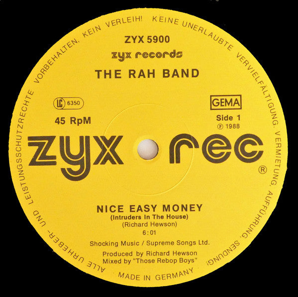 The Rah Band* : Nice Easy Money (Intruders In The House) (12")