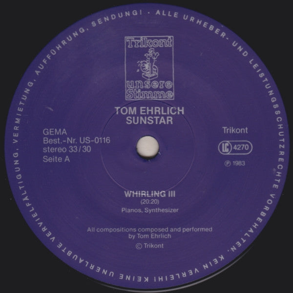 Tom Ehrlich : Sunstar (LP, Album)