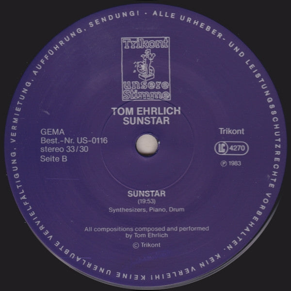 Tom Ehrlich : Sunstar (LP, Album)