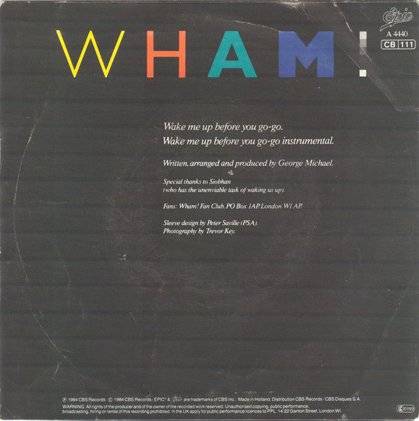 Wham! : Wake Me Up Before You Go-Go (7", Single)