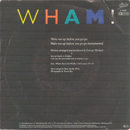 Wham! : Wake Me Up Before You Go-Go (7", Single)