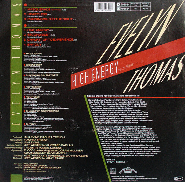 Evelyn Thomas : High Energy (LP, Album)