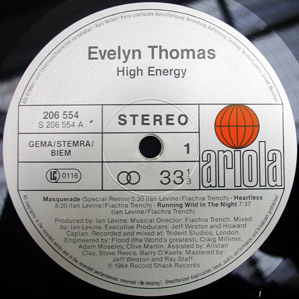 Evelyn Thomas : High Energy (LP, Album)