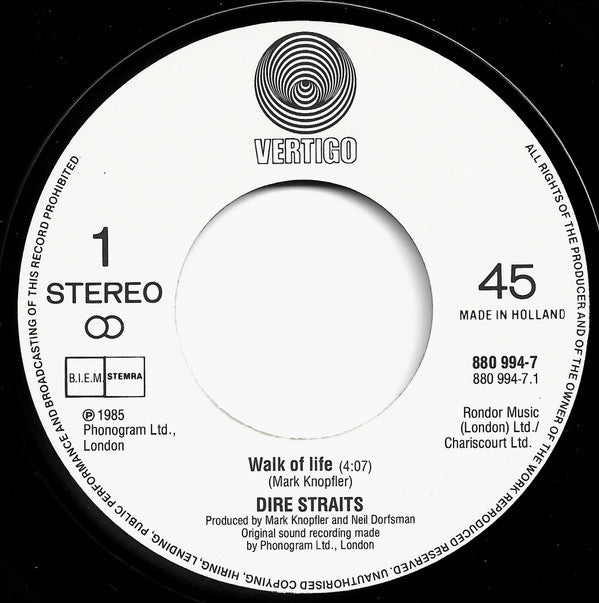 Dire Straits : Walk Of Life (7", Single)